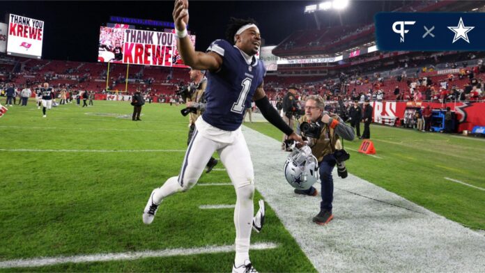 Dallas Cowboys cornerback Kelvin Joseph (1) reacts after the wild card game against the Tampa Bay Buccaneers at Raymond James Stadium.