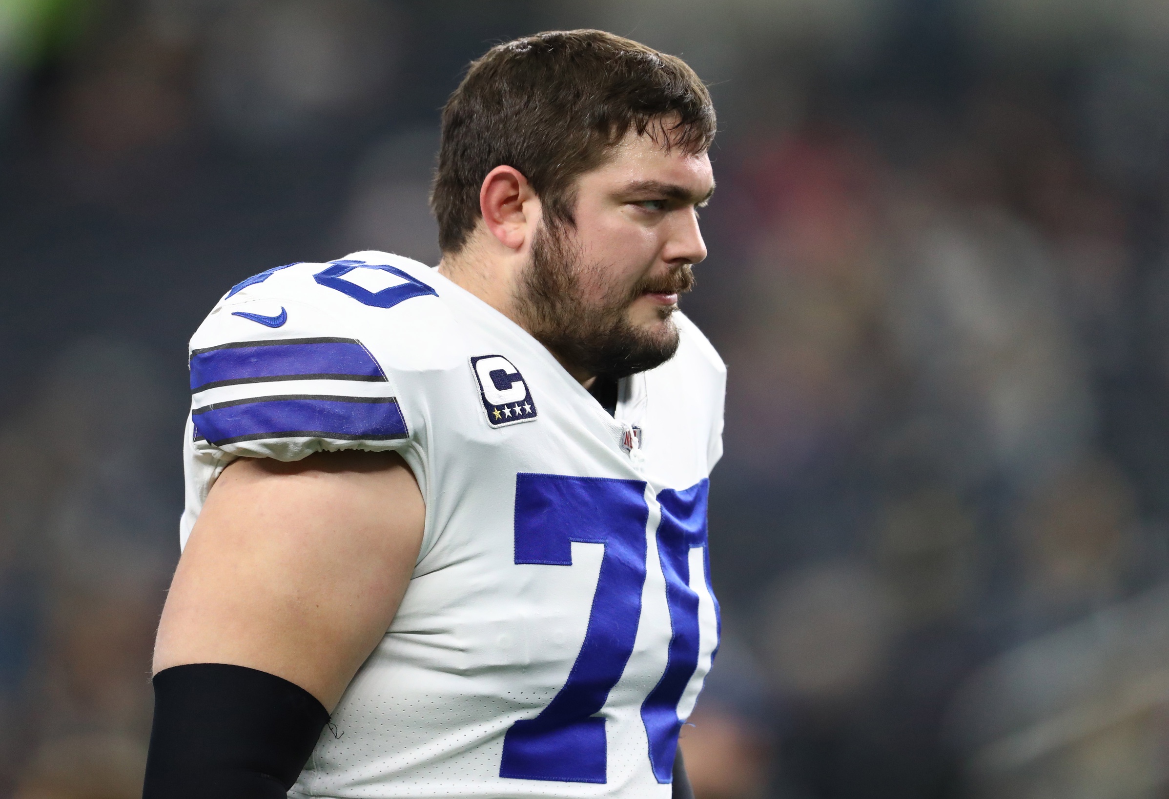 Dallas Cowboys guard Zack Martin (70) leaves the field following