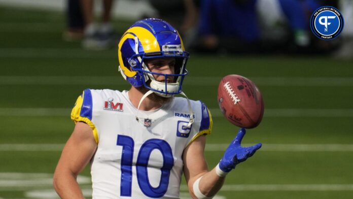 Los Angeles Rams wide receiver Cooper Kupp warms up before playing against the Cincinnati Bengals in Super Bowl LVI at SoFi Stadium.