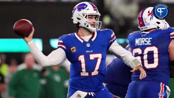 Bills quarterback Josh Allen threw for 236 yards against the Jets on Monday night, but also had three interceptions and a costly lost fumble.