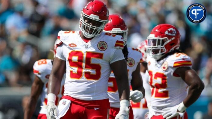 Kansas City Chiefs defensive tackle Chris Jones (95) looks on during a time out against the Jacksonville Jaguars in the third quarter at EverBank Stadium.