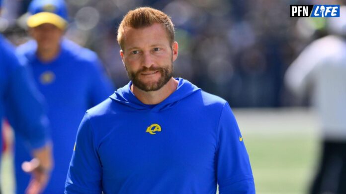 Sean McVay prior to the game against the Seattle Seahawks at Lumen Field.