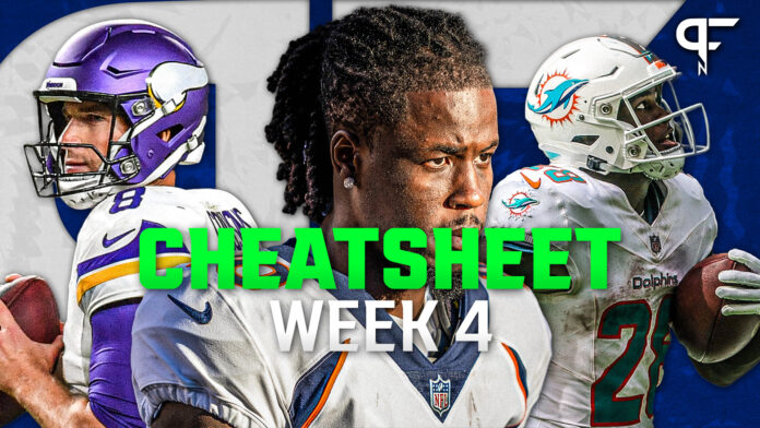 Week 4 Fantasy Football Cheat Sheet: Analysis for Every Player in Every Game