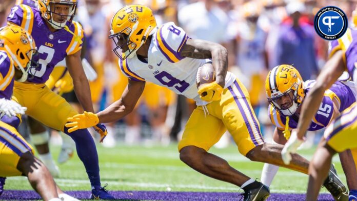 Louisiana State receiver Malik Nabers in action during the school's spring game.