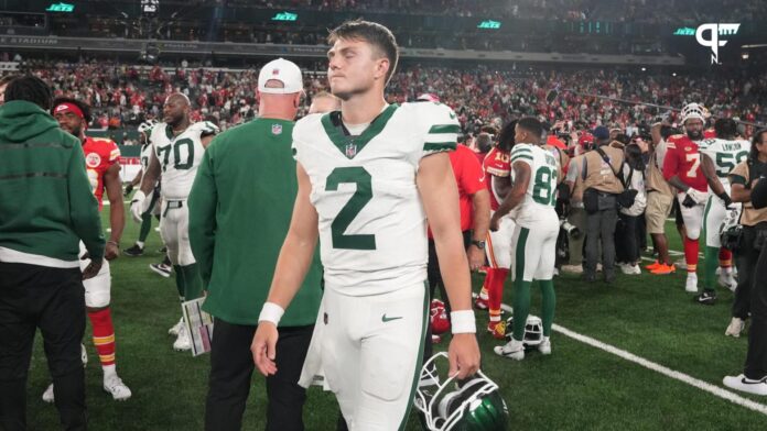 Jets quarterback Zach Wilson at the end of the game vs. the Chiefs.
