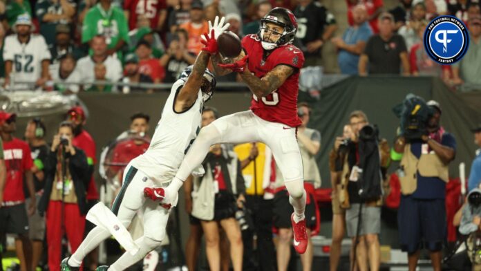 Tampa Bay Buccaneers wide receiver Mike Evans (13) catches the ball over Philadelphia Eagles cornerback Darius Slay (2) for a touchdown during the second half at Raymond James Stadium.