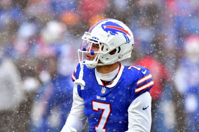 Buffalo Bills cornerback Taron Johnson (7) looks on during the