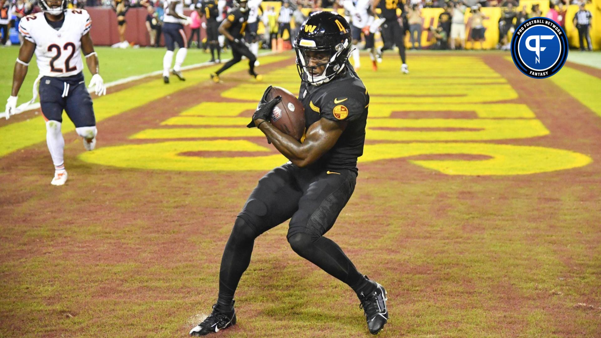 Curtis Samuel of the Washington Commanders catches a pass out of