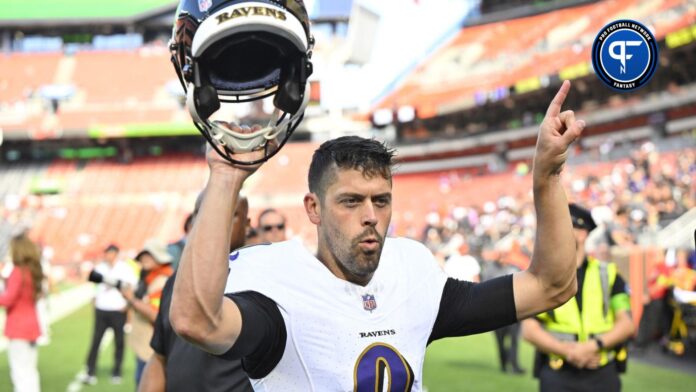Baltimore Ravens K Justin Tucker leaves the field after win over Cleveland Browns.