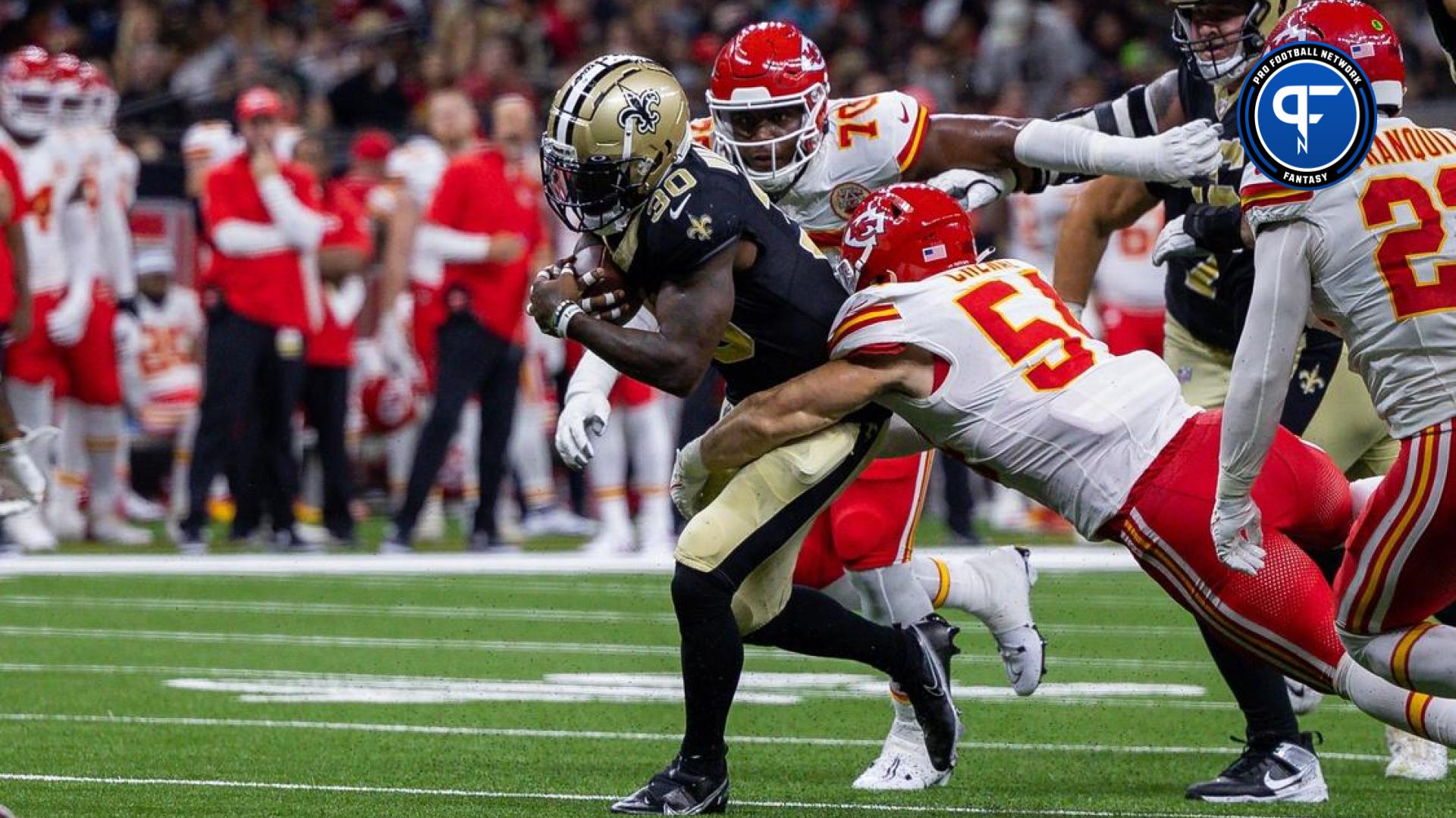 New Orleans Saints RB Jamaal Williams (30) rushes the ball against the Kansas City Chiefs.