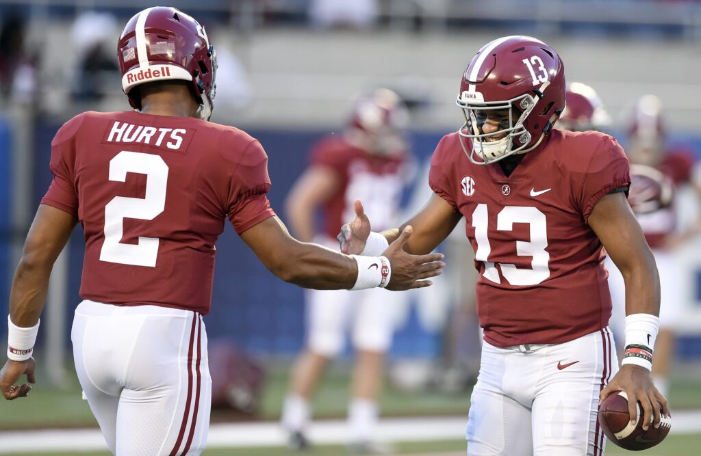 Former Alabama teammates Jalen Hurts, Tua Tagovailoa face off on