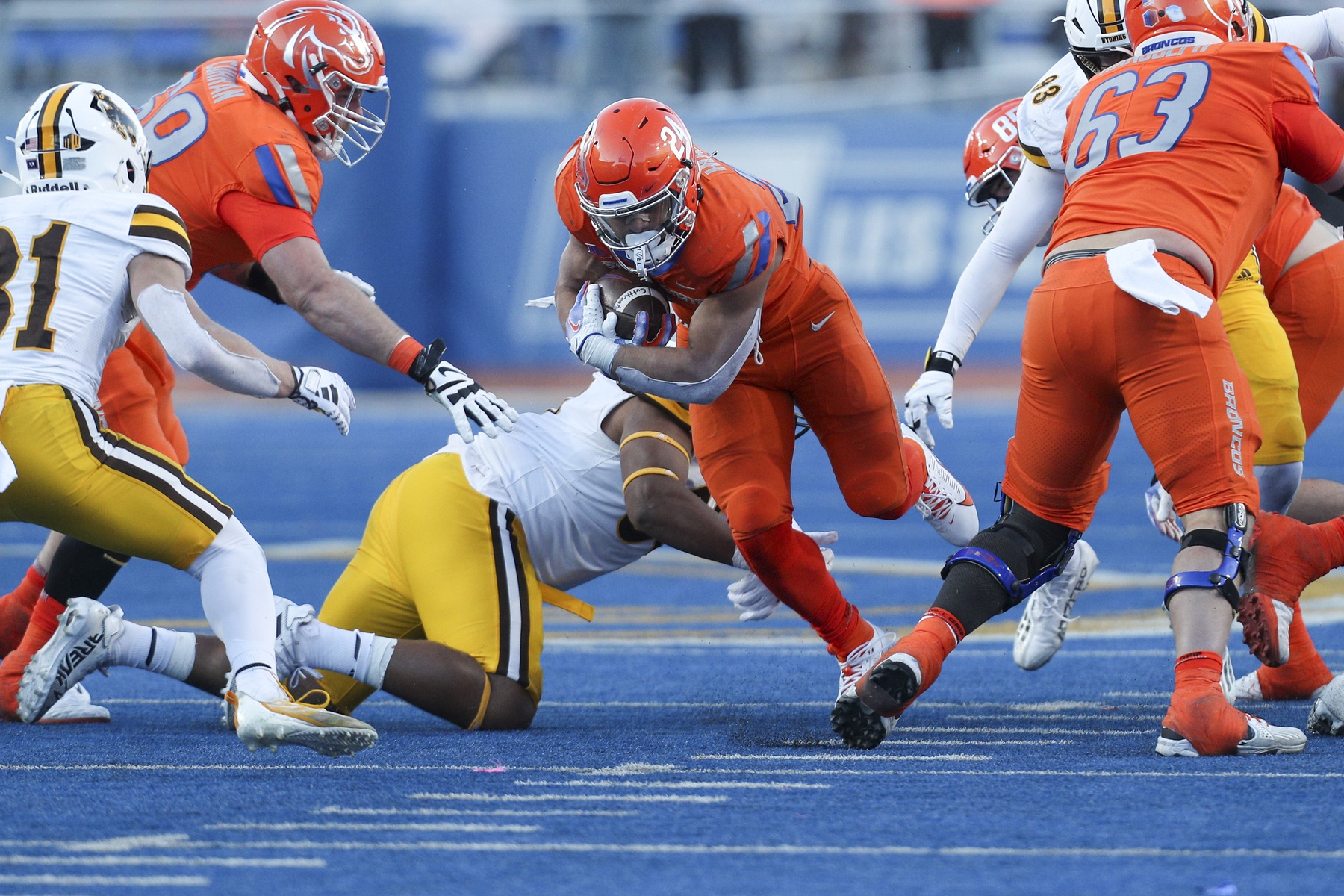 Boise State Broncos running back George Holani (24) during the second half against the Wyoming Cowboys at Albertsons Stadium. Boise State defeats Wyoming 32-7.
