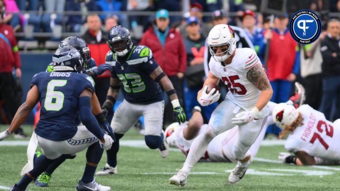 Arizona Cardinals TE Trey McBride (85) runs after the catch against the Seattle Seahawks.