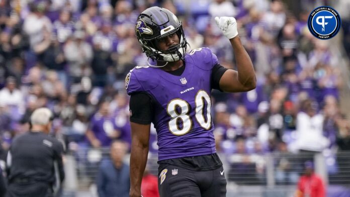 Baltimore Ravens tight end Isaiah Likely (80) reacts during the first half of a game against the Cleveland Browns at M&T Bank Stadium.