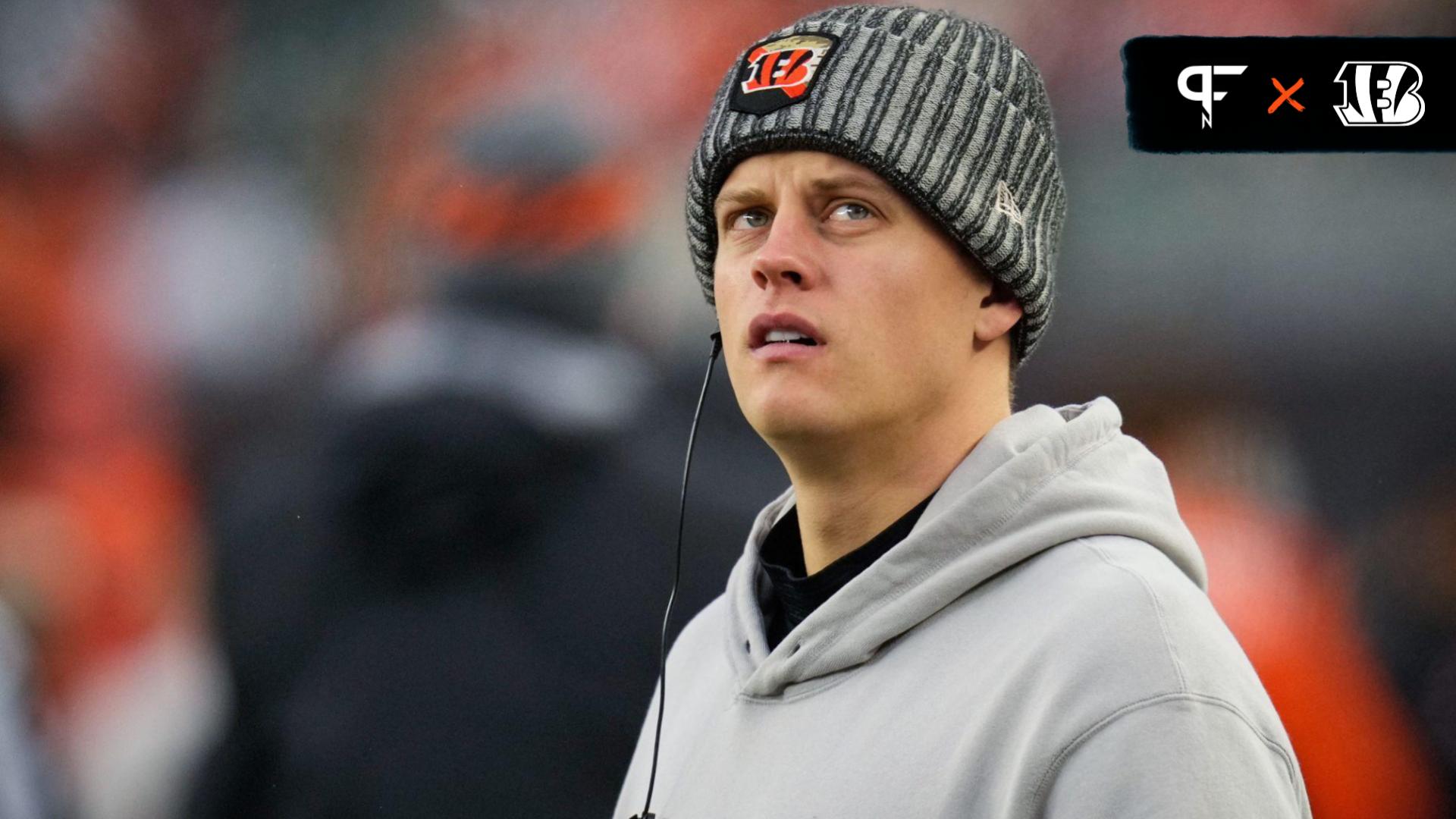 Joe Burrow (9) walks the sideline in the fourth quarter of the NFL Week 12 game between the Cincinnati Bengals and the Pittsburgh Steelers at Paycor Stadium.