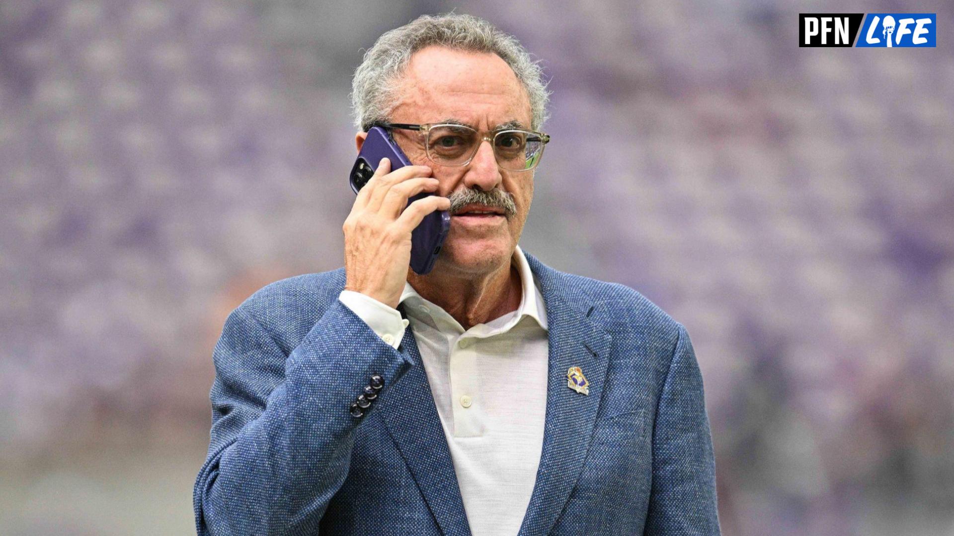 Minnesota Vikings chairman and co-owner Zygi Wilf walks along the sidelines before the game against the Tampa Bay Buccaneers at U.S. Bank Stadium.