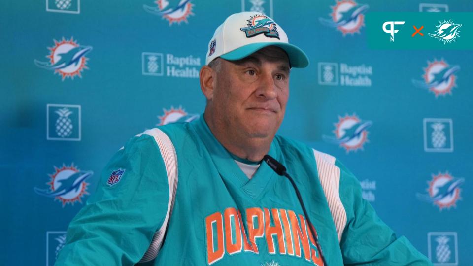 Miami Dolphins defensive coordinator Vic Fangio at press conference at the PSD Bank Arena.