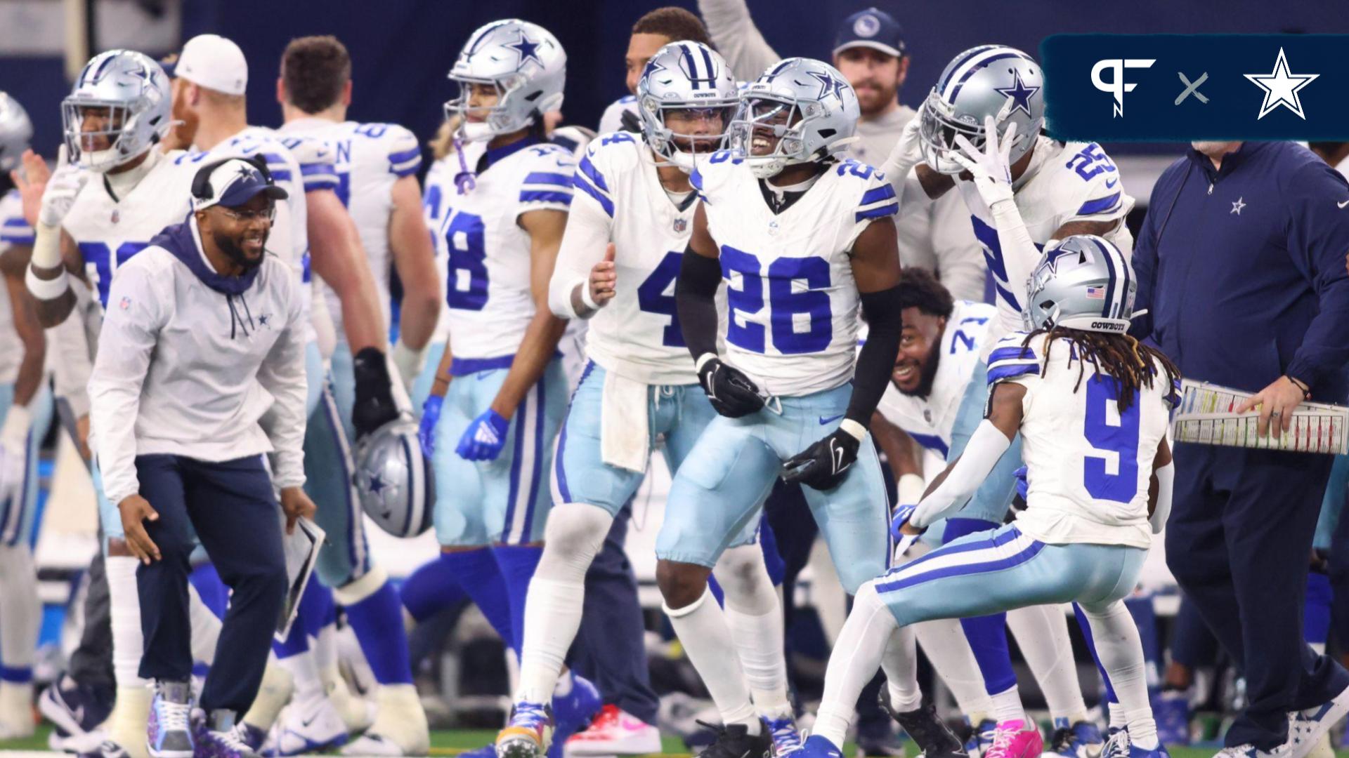 Dallas Cowboys cornerback DaRon Bland (26) celebrates with teammates during the second half against the Seattle Seahawks at AT&T Stadium.