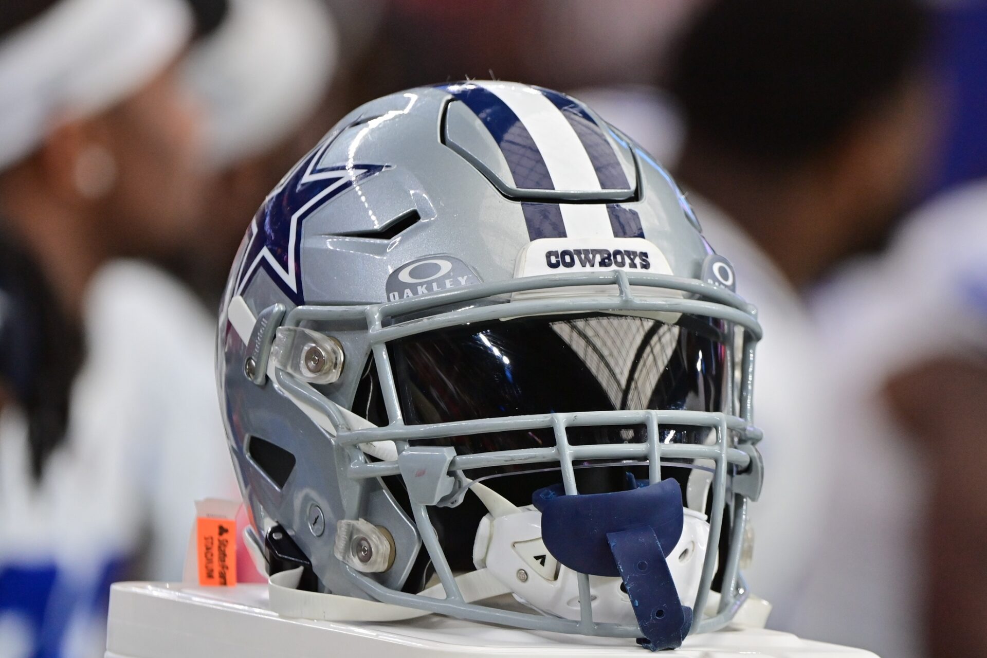 Detail view of a Dallas Cowboys helmet in the second half against the Arizona Cardinals at State Farm Stadium.