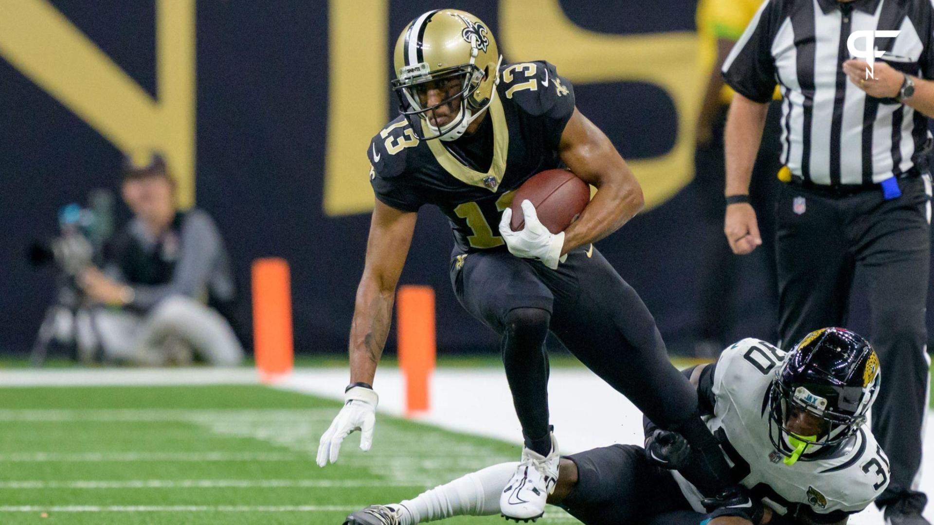 New Orleans Saints wide receiver Michael Thomas (13) makes a reception against Jacksonville Jaguars cornerback Montaric Brown (30) during the third quarter at the Caesars Superdome.