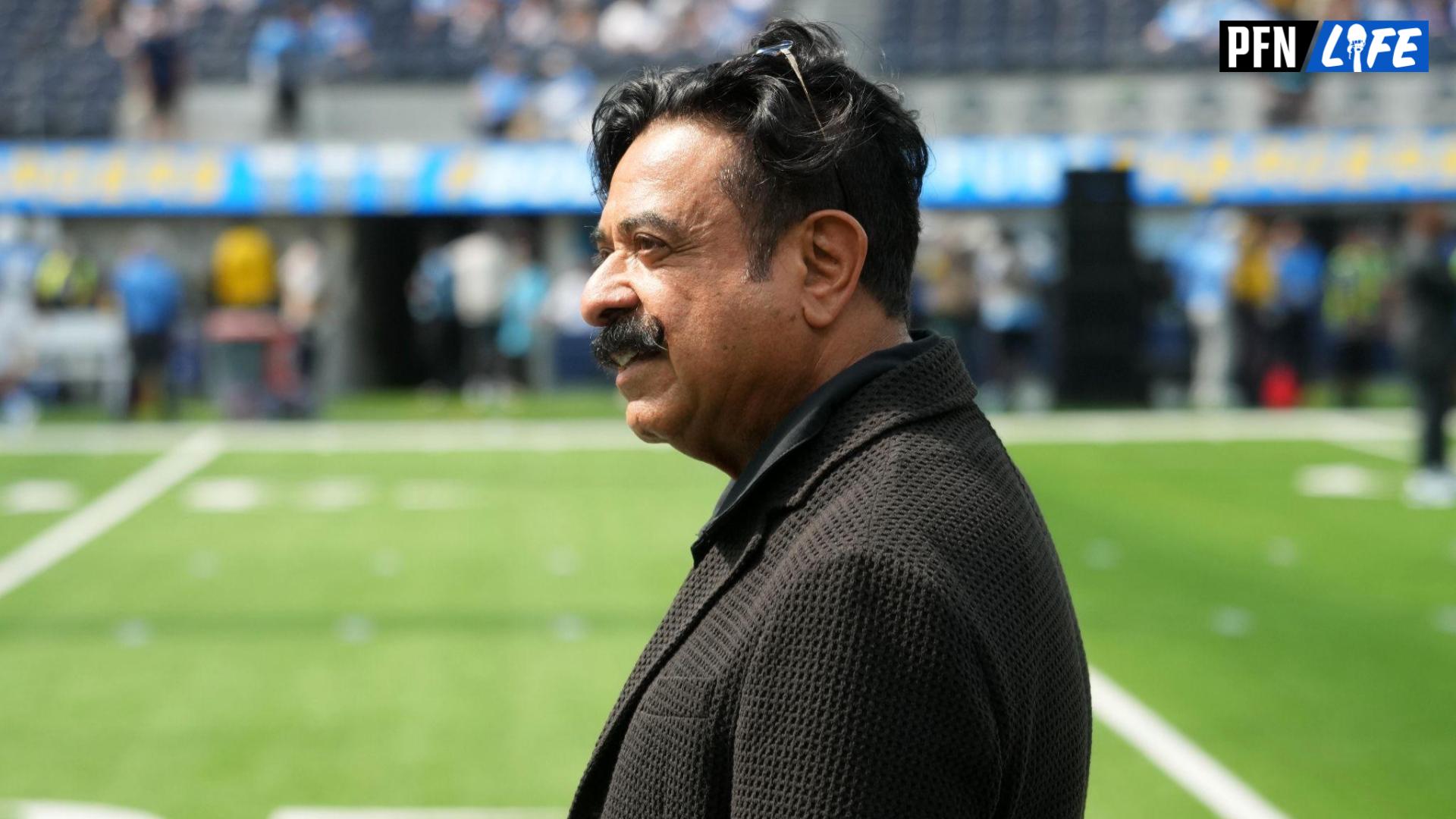 Jacksonville Jaguars owner Shad Khan aka Shahid Khan (left) during the game against the Los Angeles Chargers at SoFi Stadium.