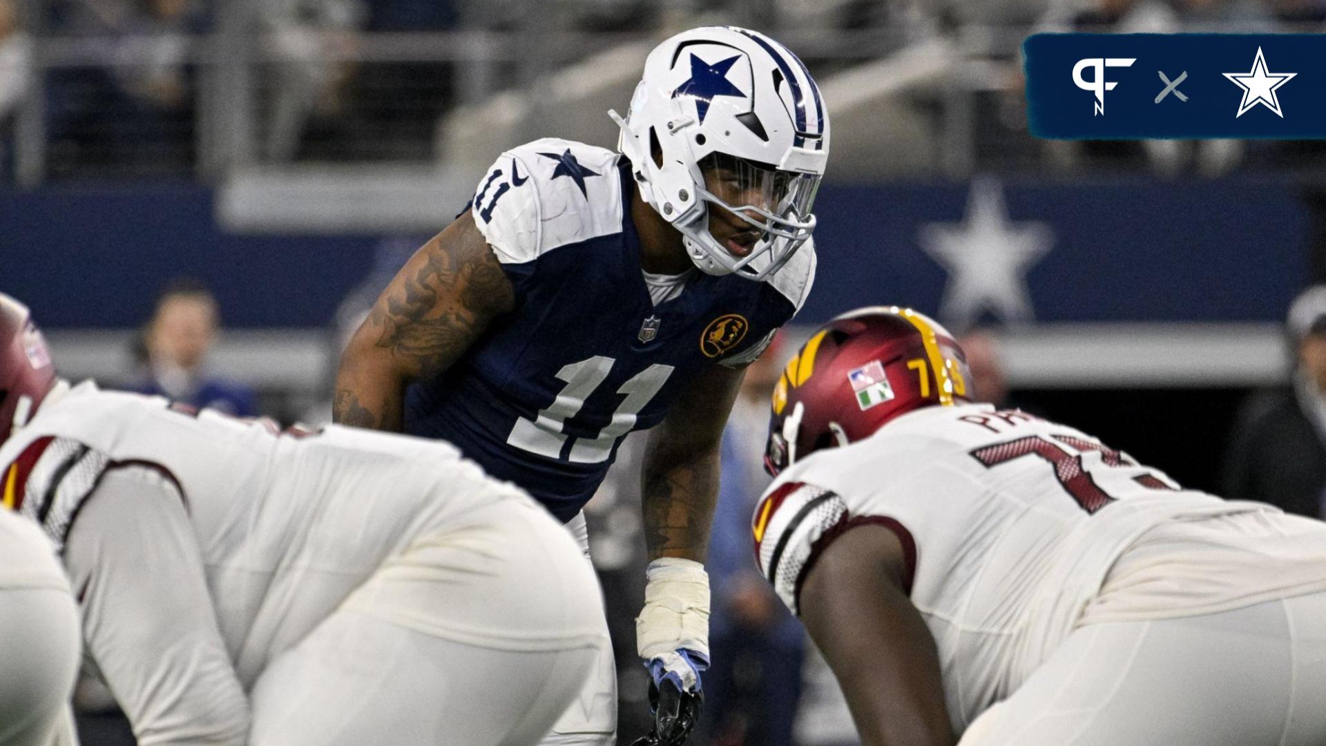 Dallas Cowboys linebacker Micah Parsons (11) in action during the game between the Dallas Cowboys and the Washington Commanders at AT&T Stadium.