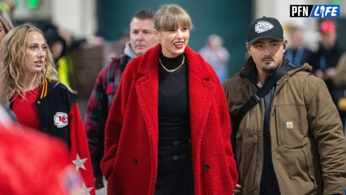 Taylor Swift, center arrives at the Green game Sunday, December 3, 2023 at Lambeau Field in Green Bay, Wisconsin.