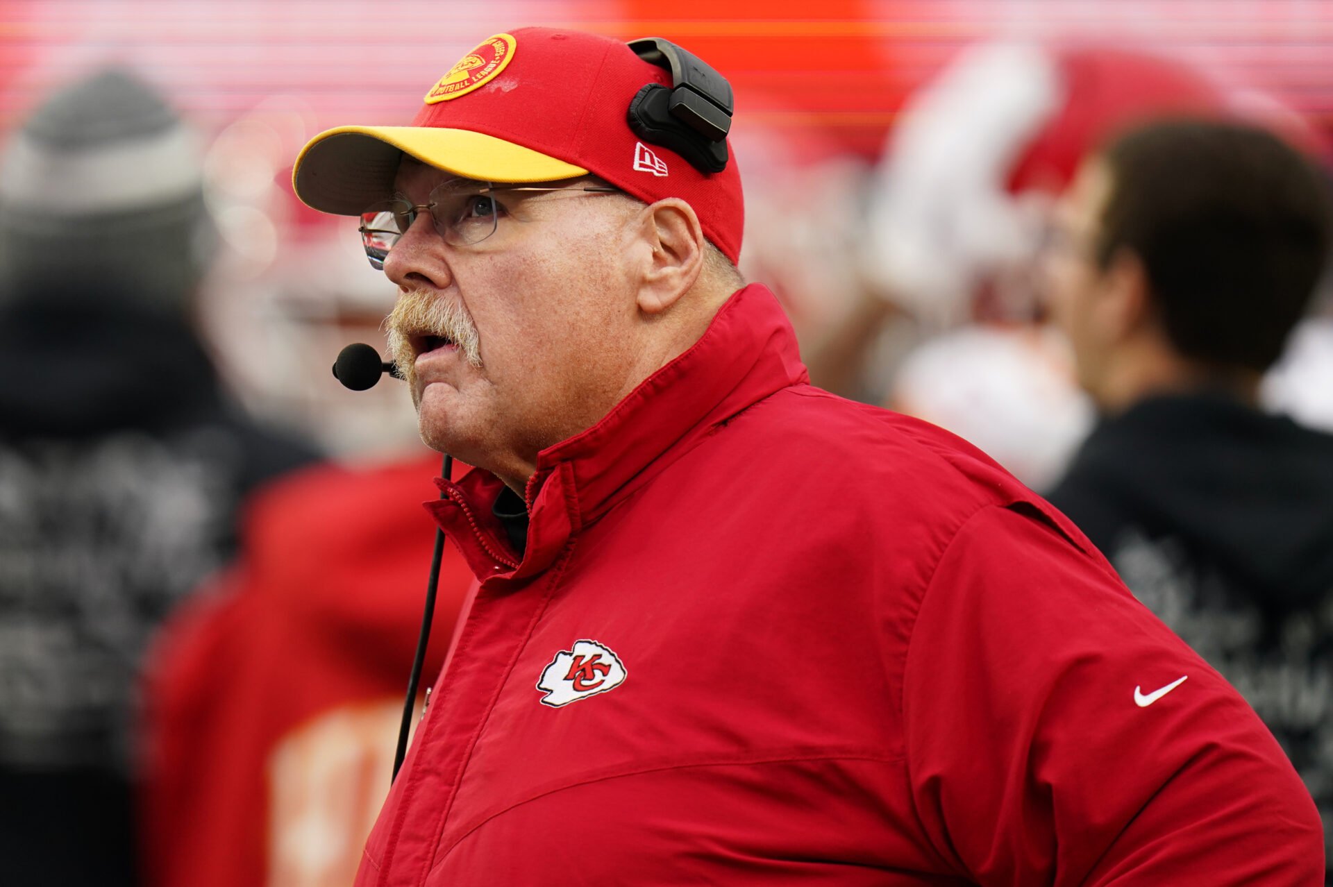 Kansas City Chiefs head coach Andy Reid on the sidelines during a game.