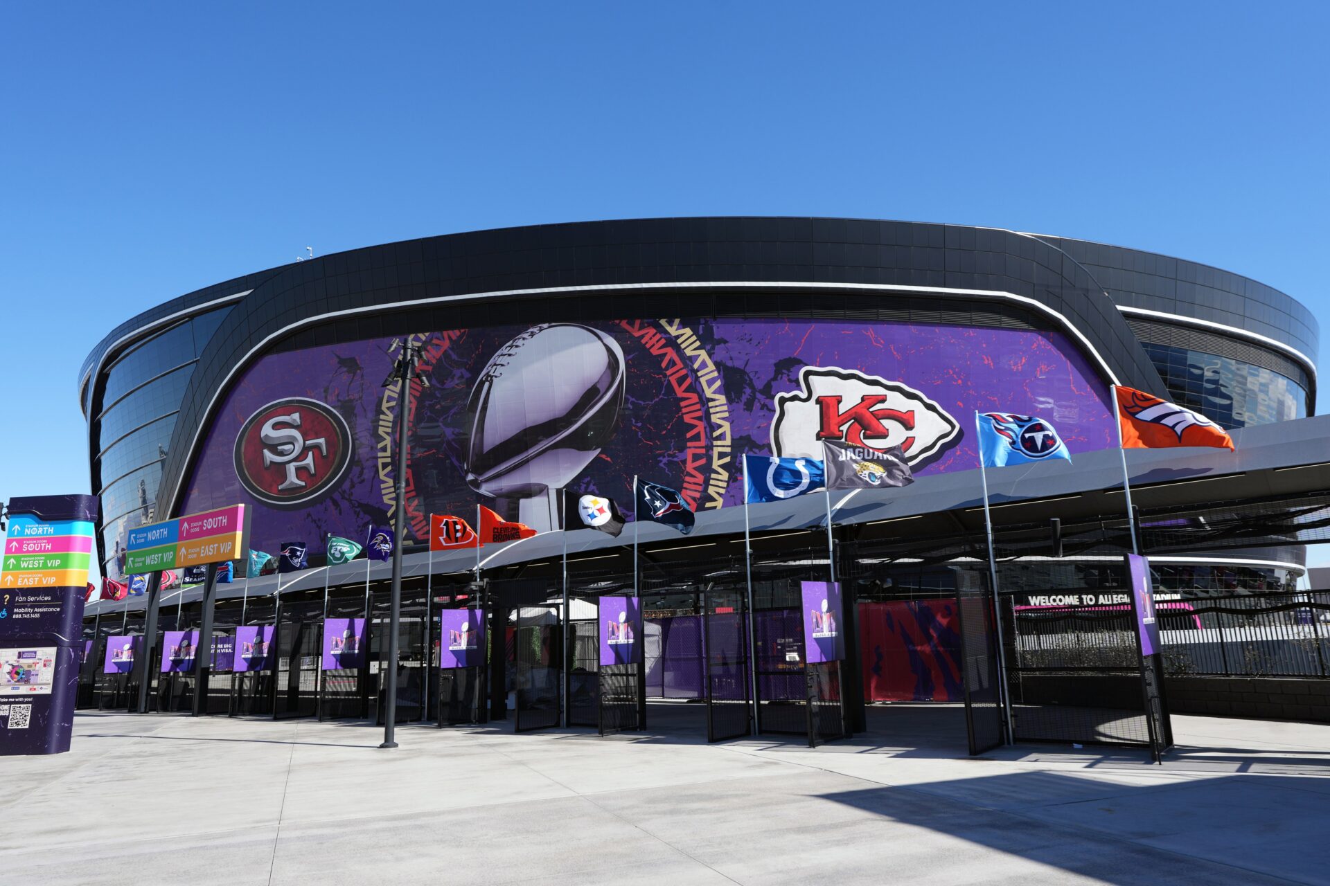 A general overall view of Allegiant Stadium, the site of Super Bowl 58 between the San Francisco 49ers and the Kansas City Chiefs.