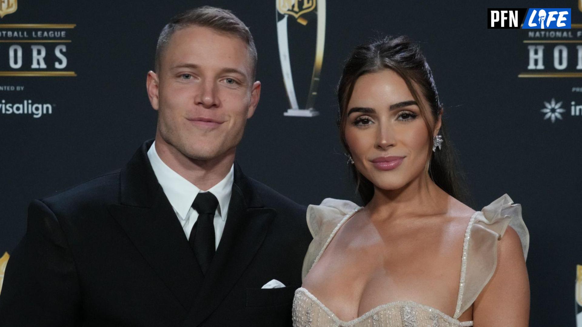 San Fancisco 49ers running back Christian McCaffrey poses for a photo on the red carpet before the NFL Honors award show at Symphony Hall.