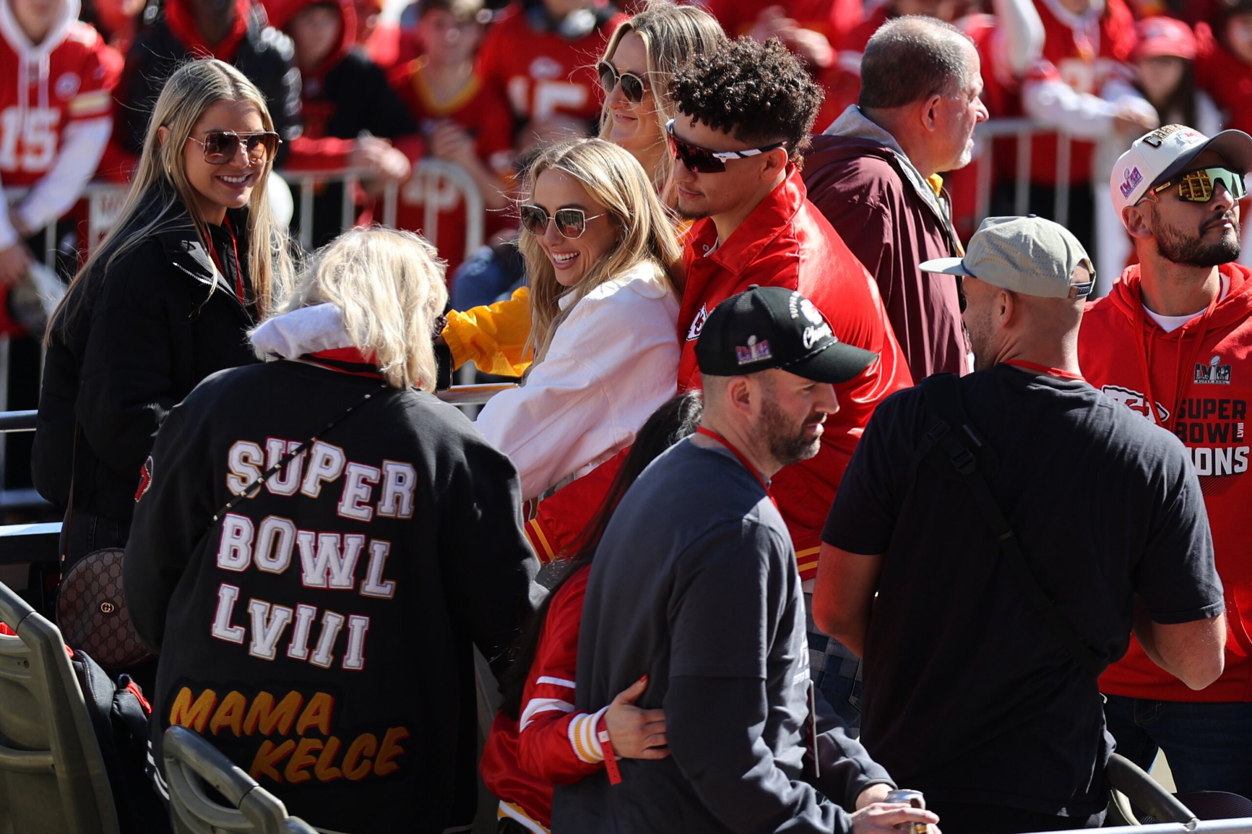 Reactions Pour in as Clyde Edwards-Helaire Hugs Brittany Mahomes During Super Bowl Parade